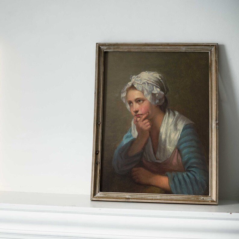 Vintage Portrait Italian Woman, Farmhouse Cottage Art Print - Hartsholme Prints