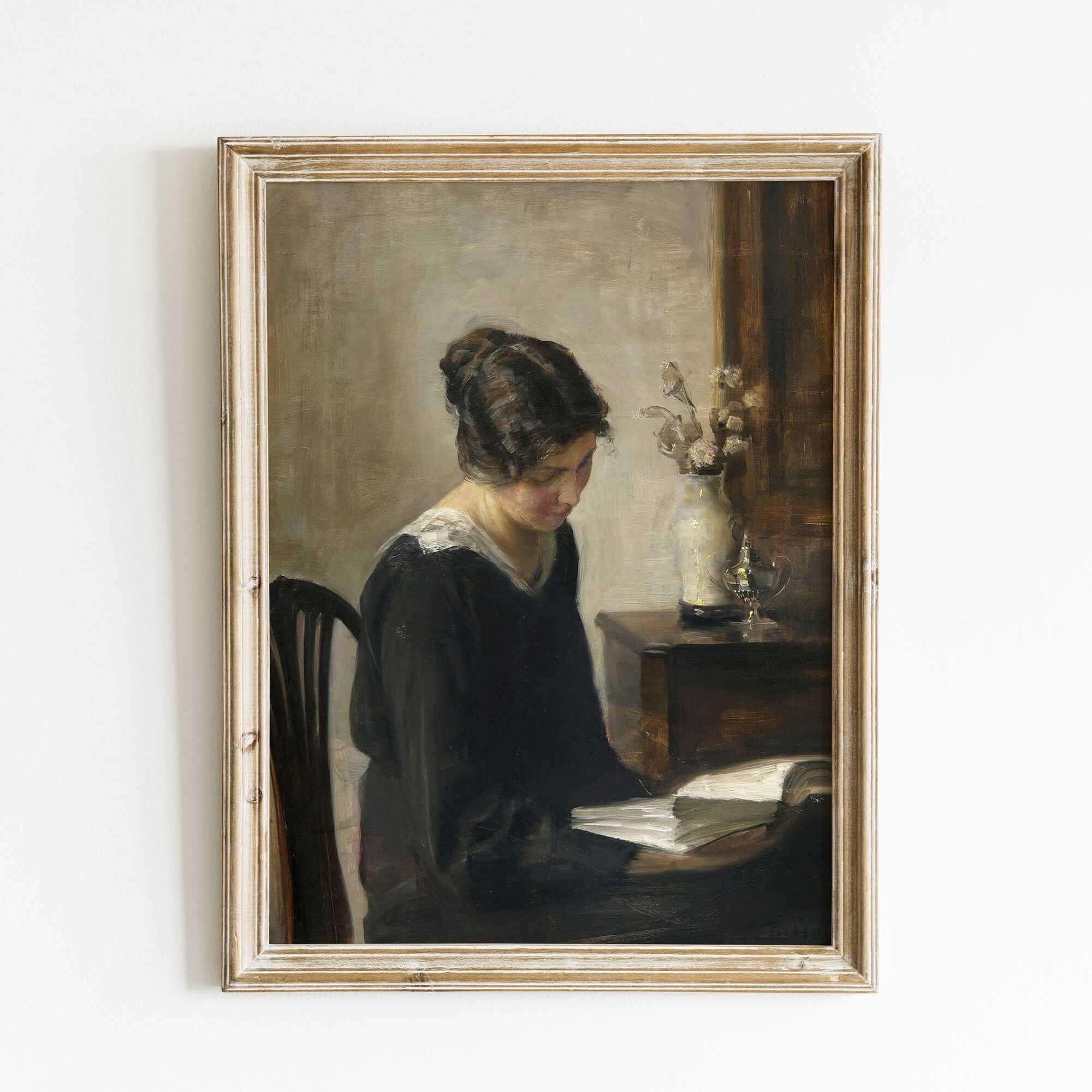 Vintage Portrait: Lady in Black Reading - Hartsholme Prints