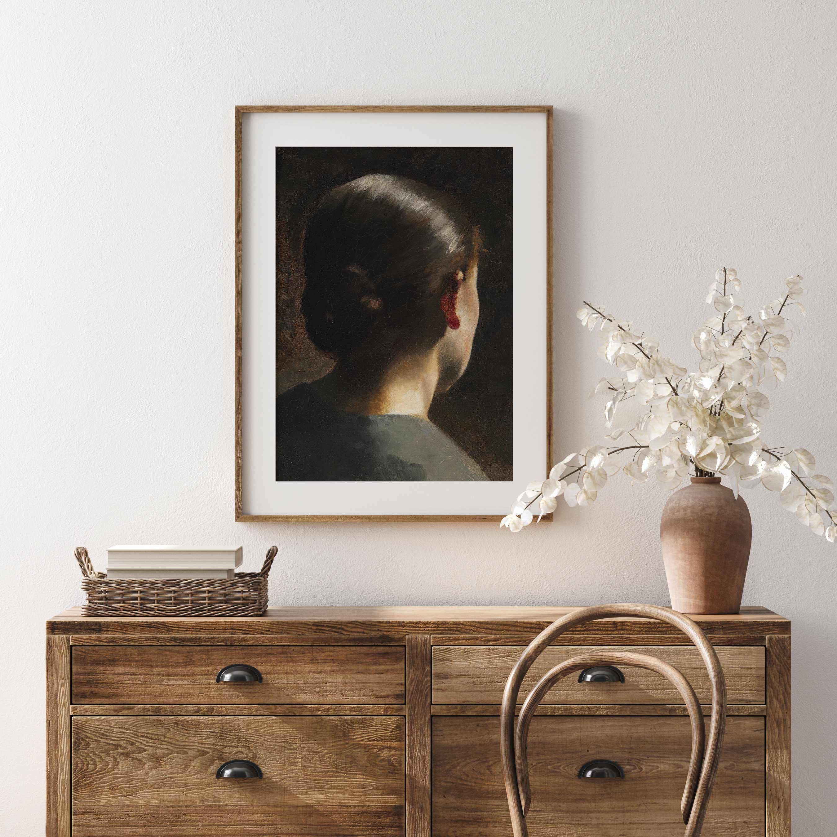 Vintage Portrait of a Woman Seen From Behind, Fine Art Print - Hartsholme Prints