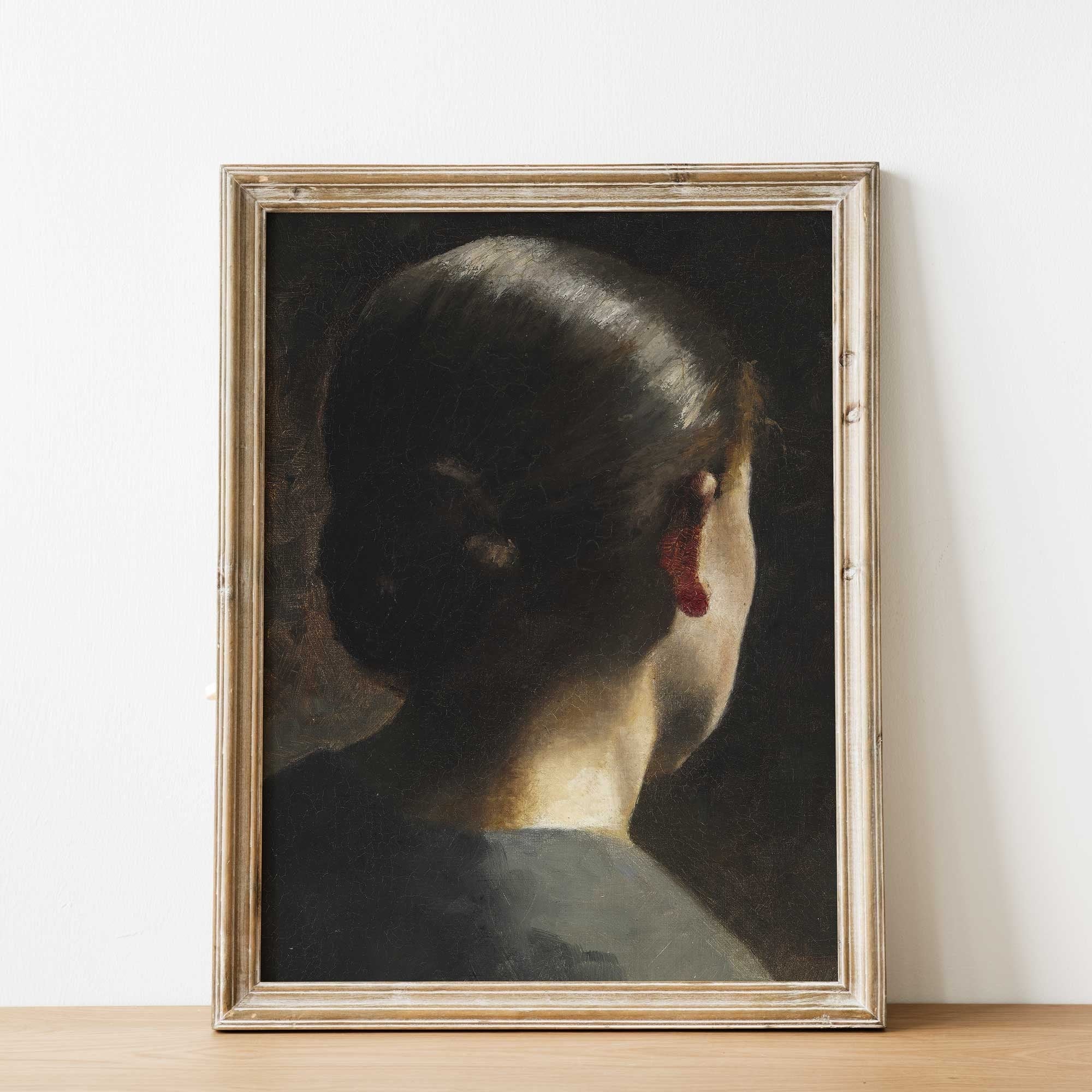 Vintage Portrait of a Woman Seen From Behind, Fine Art Print - Hartsholme Prints