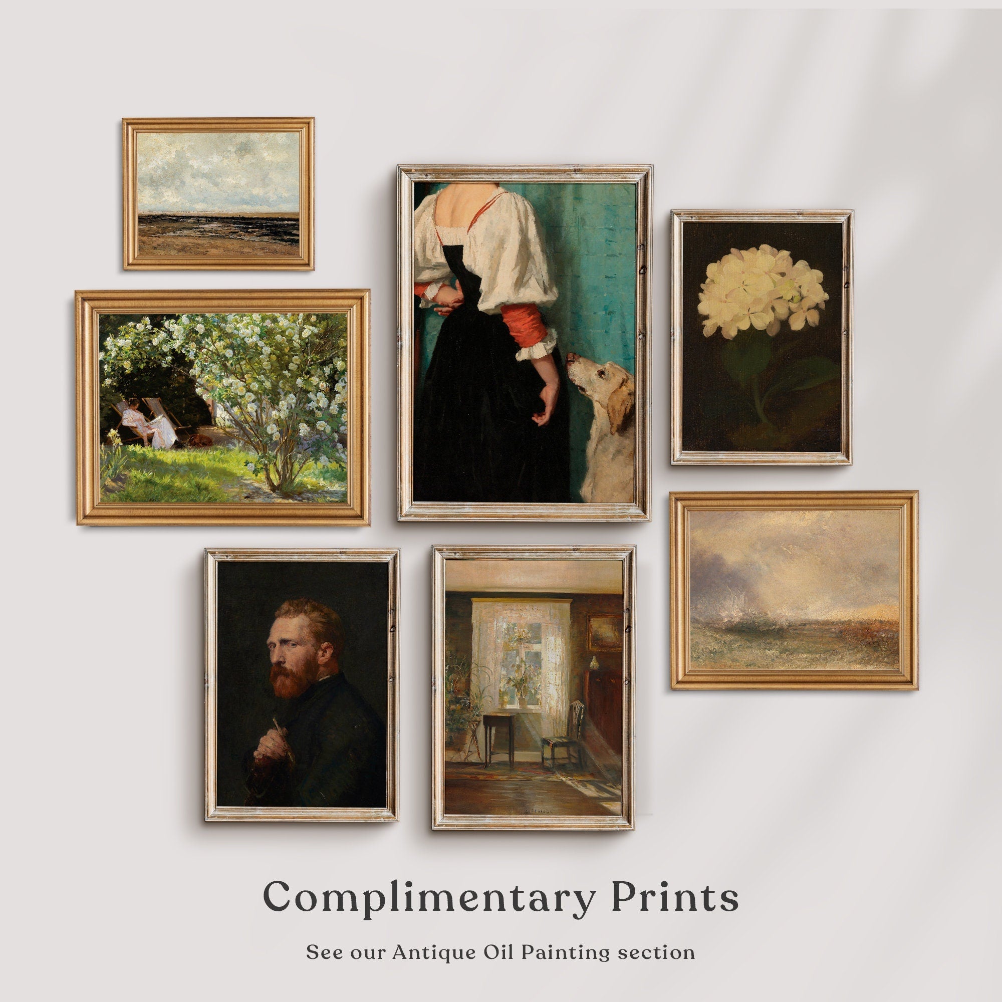 Vintage Portrait Painting with Roses, Fine Art Print - Hartsholme Prints