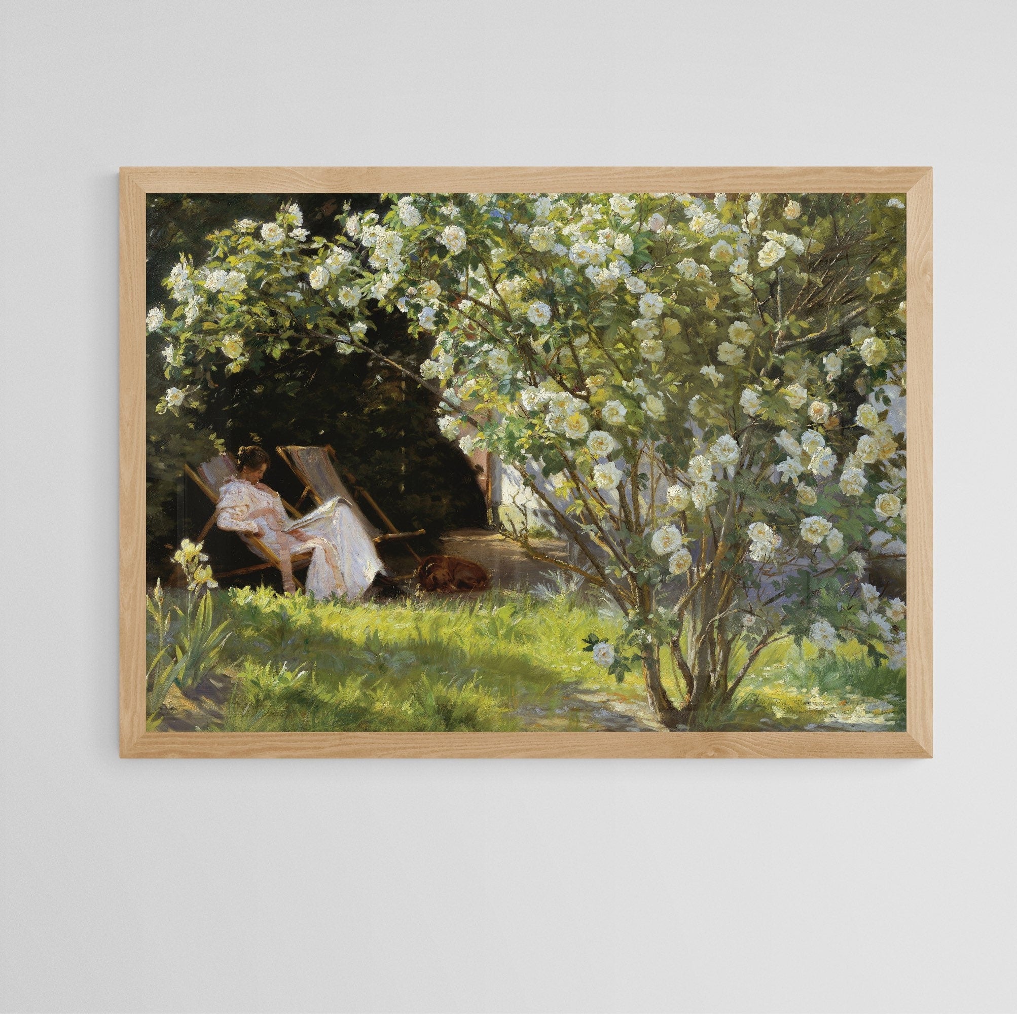 Vintage Portrait Painting with Roses, Fine Art Print - Hartsholme Prints