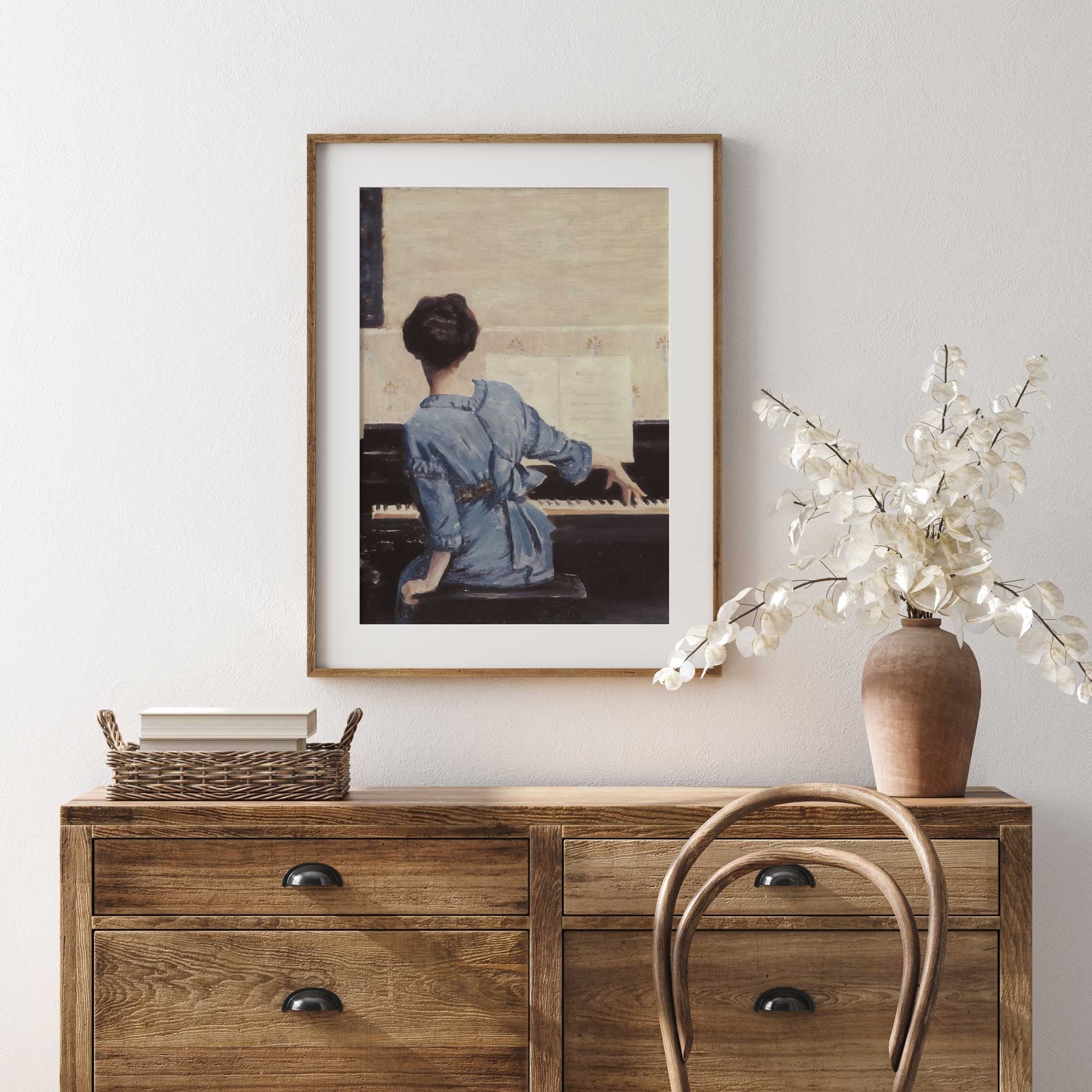 Vintage Portrait Print Female Pianist - Hartsholme Prints