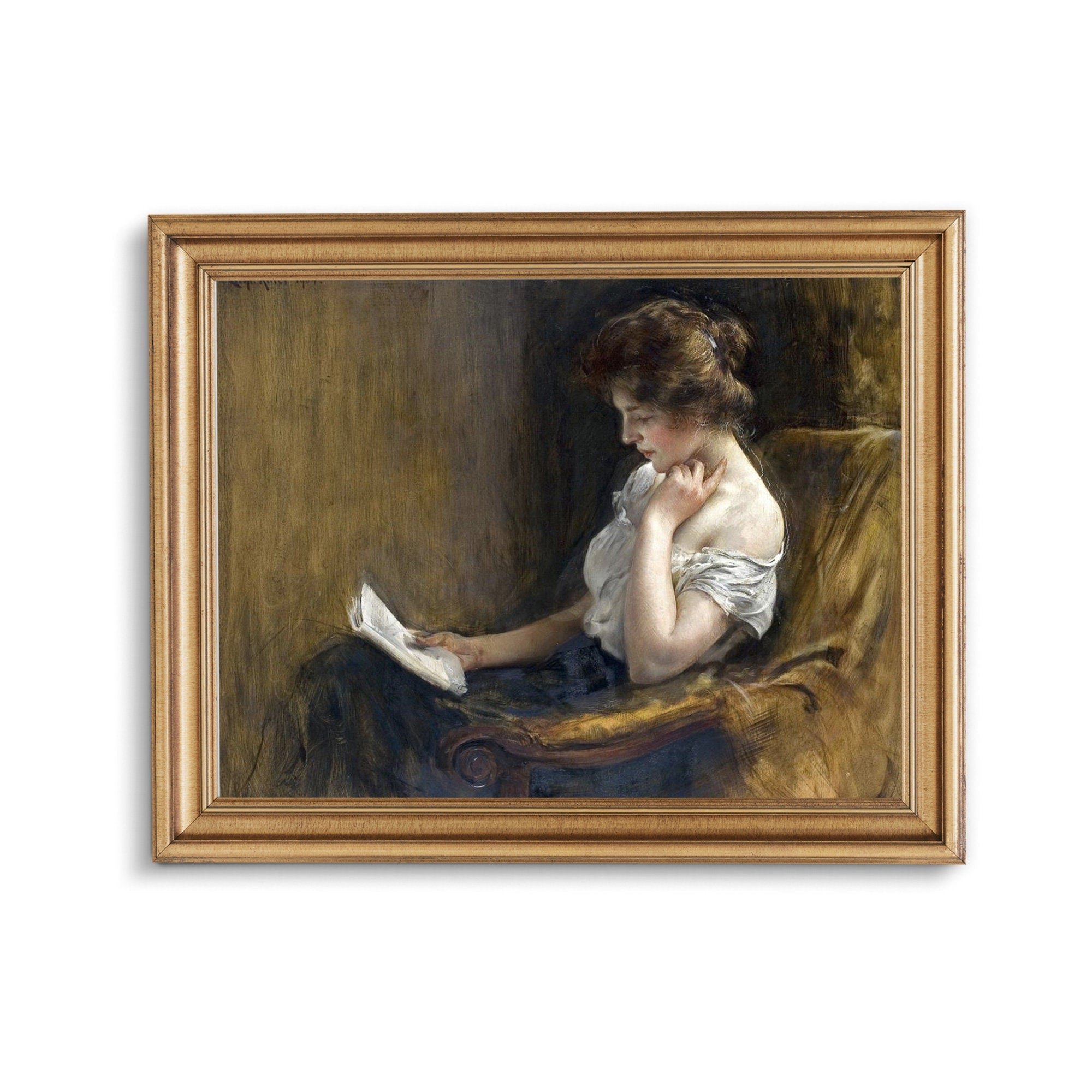 Vintage Portrait Print of a Woman Reading - Hartsholme Prints