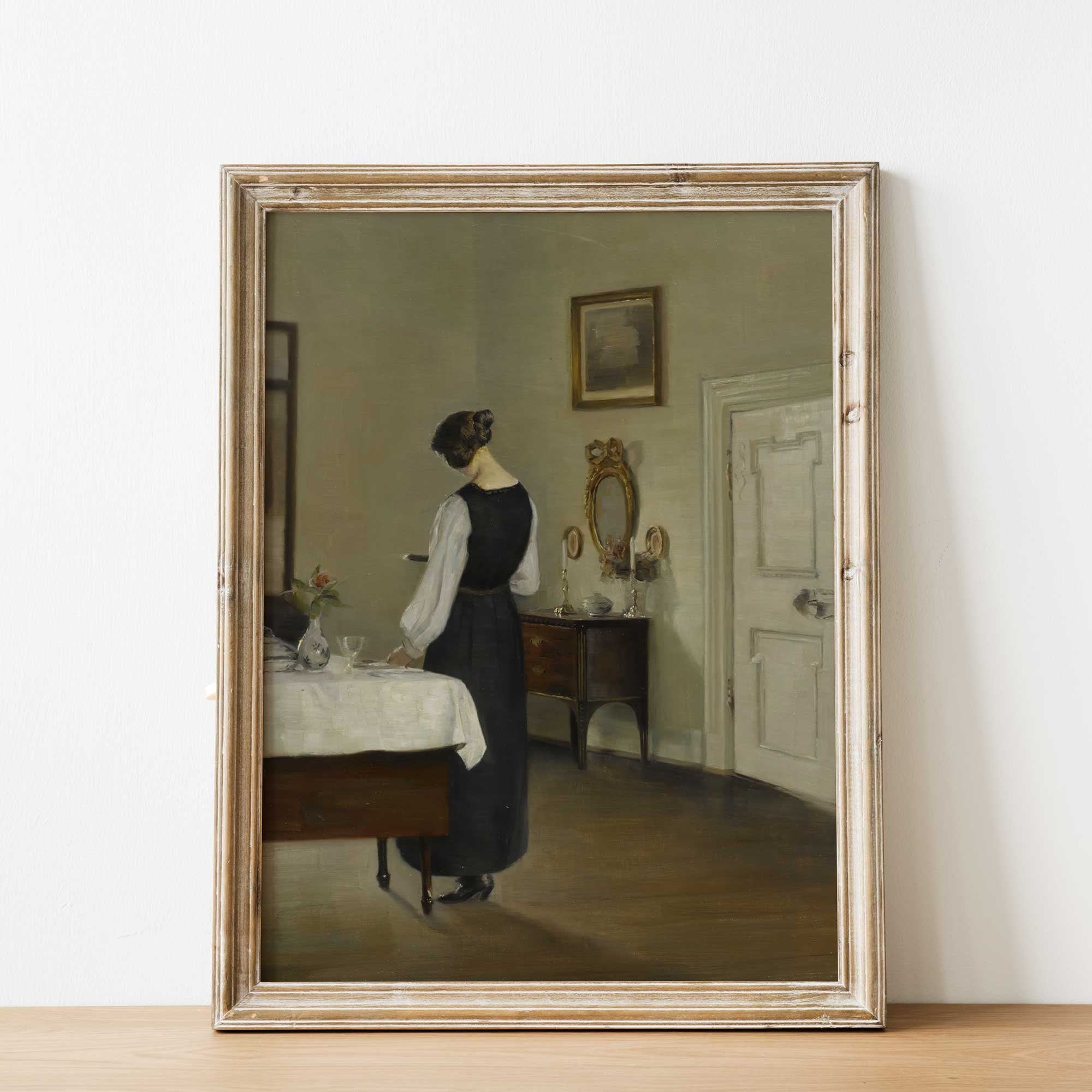 Vintage Portrait Print Woman in the Dinning Room - Hartsholme Prints