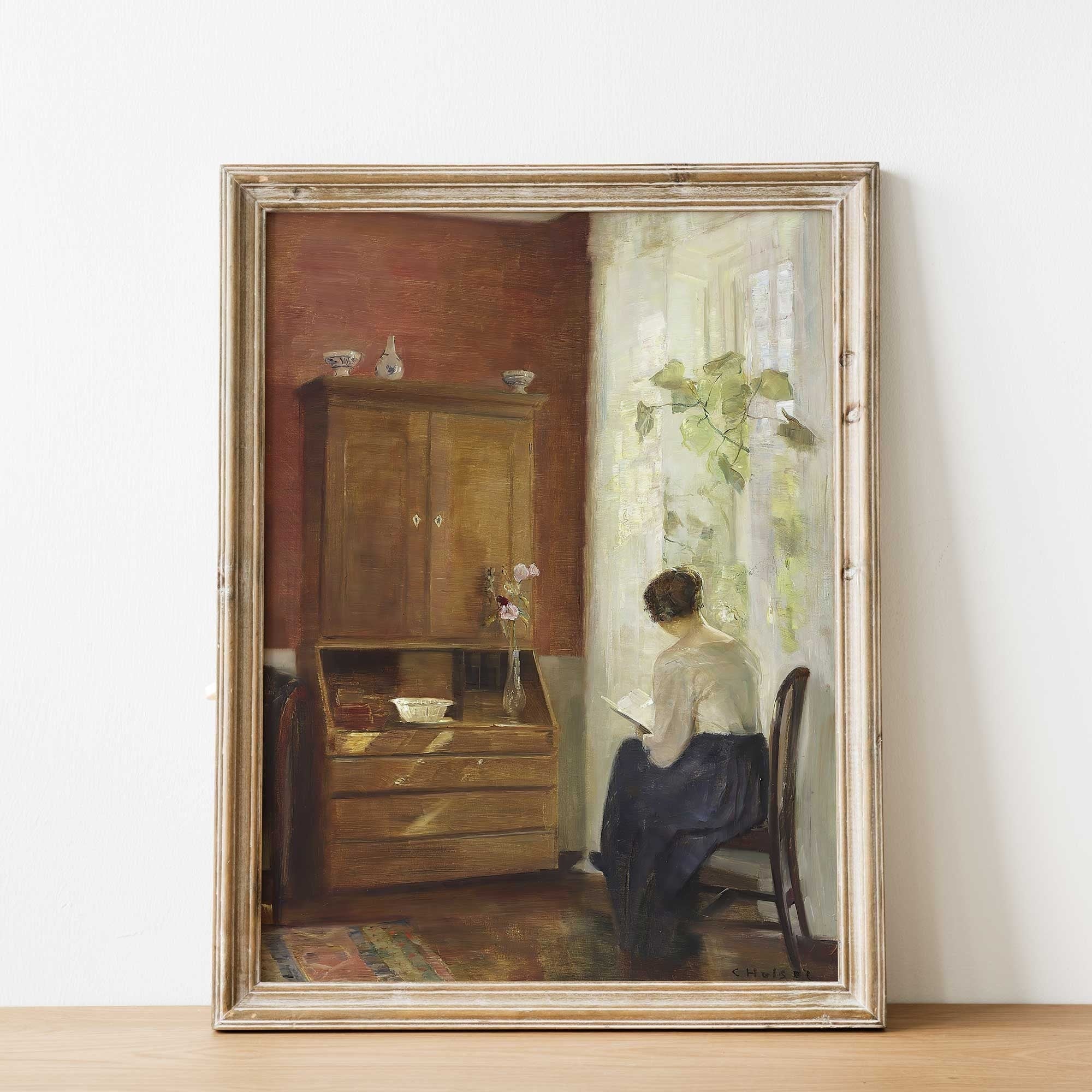Vintage Portrait Print, Woman Reading by the Window - Hartsholme Prints