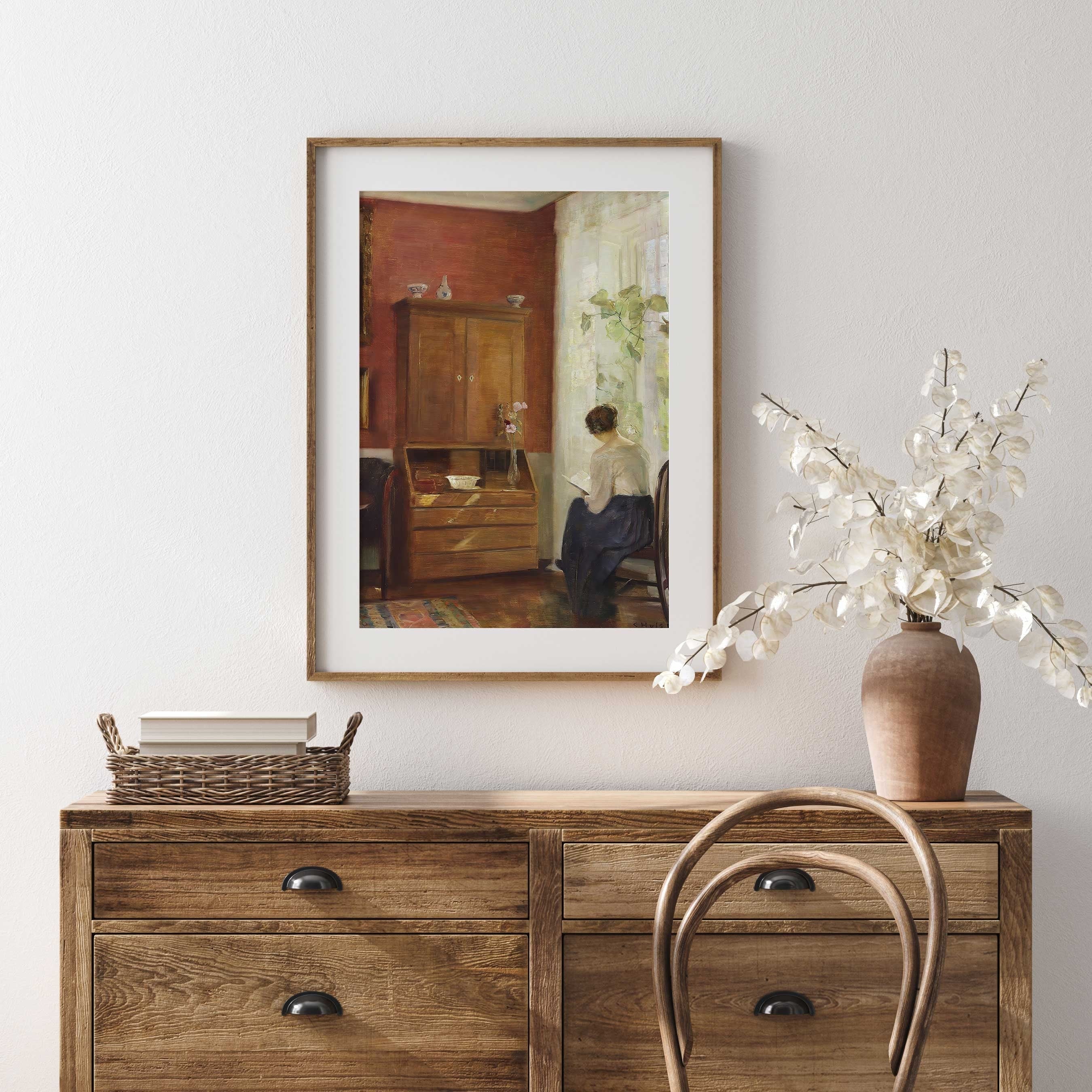 Vintage Portrait Print, Woman Reading by the Window - Hartsholme Prints