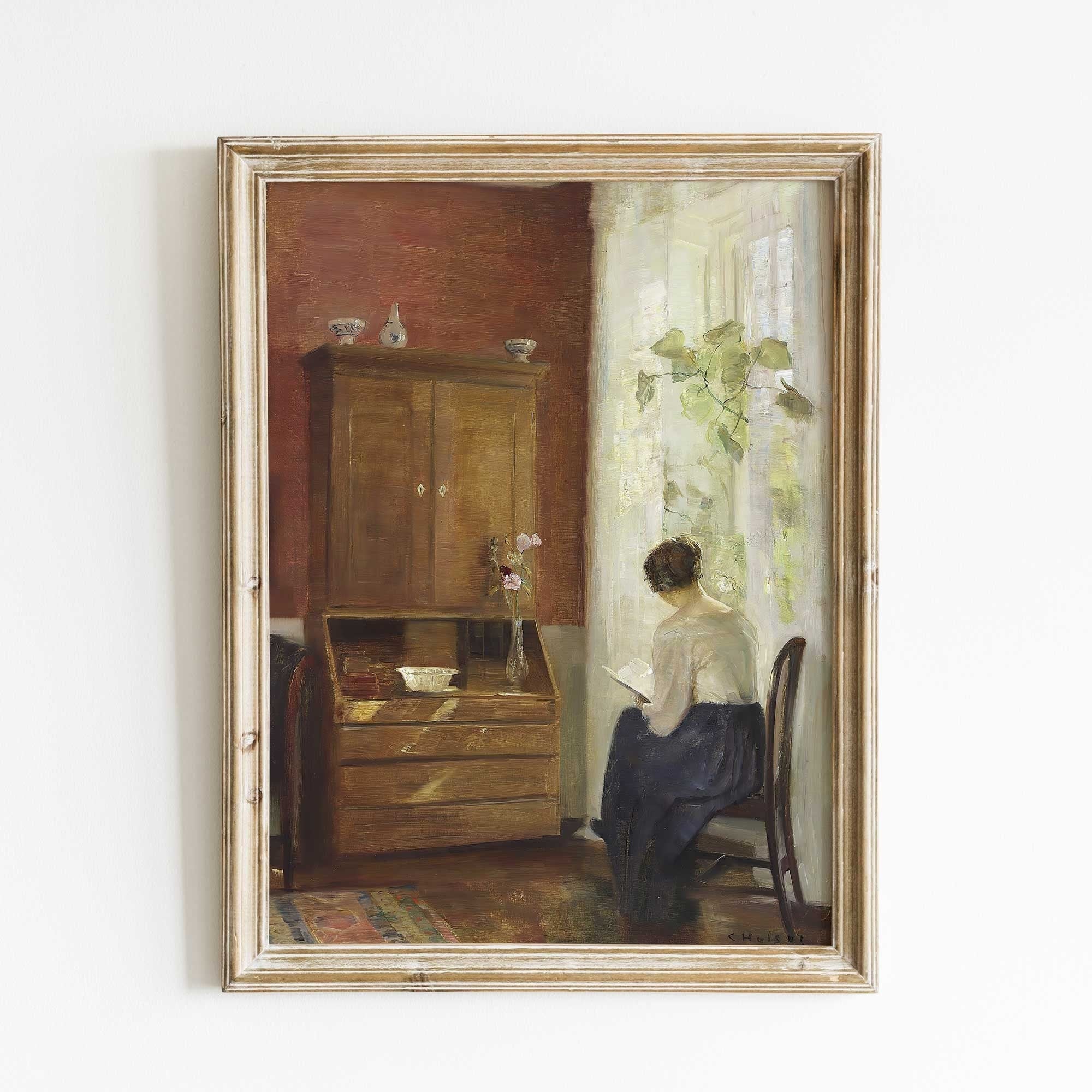 Vintage Portrait Print, Woman Reading by the Window - Hartsholme Prints