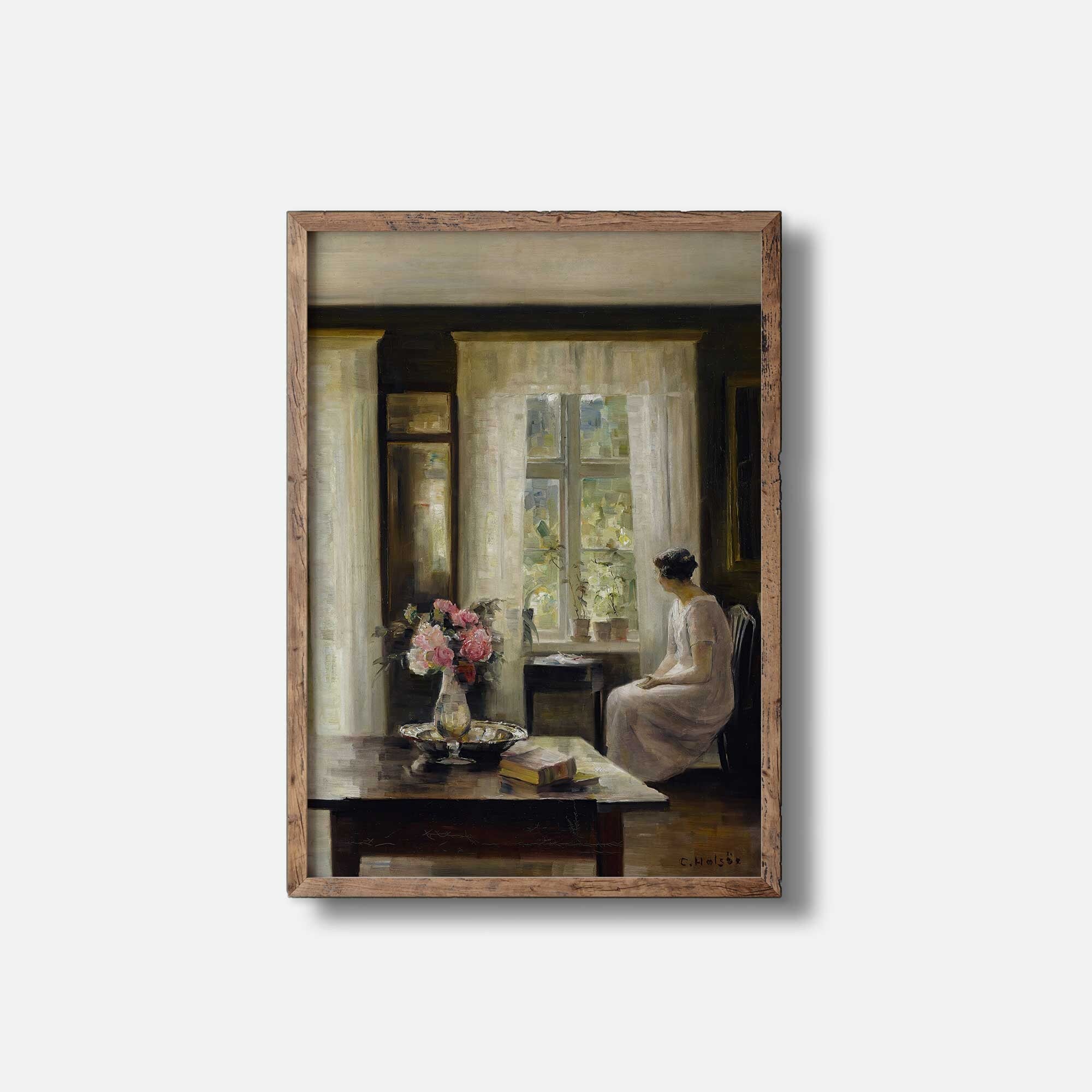 Vintage Portrait Print, Woman Sat by the Window - Hartsholme Prints