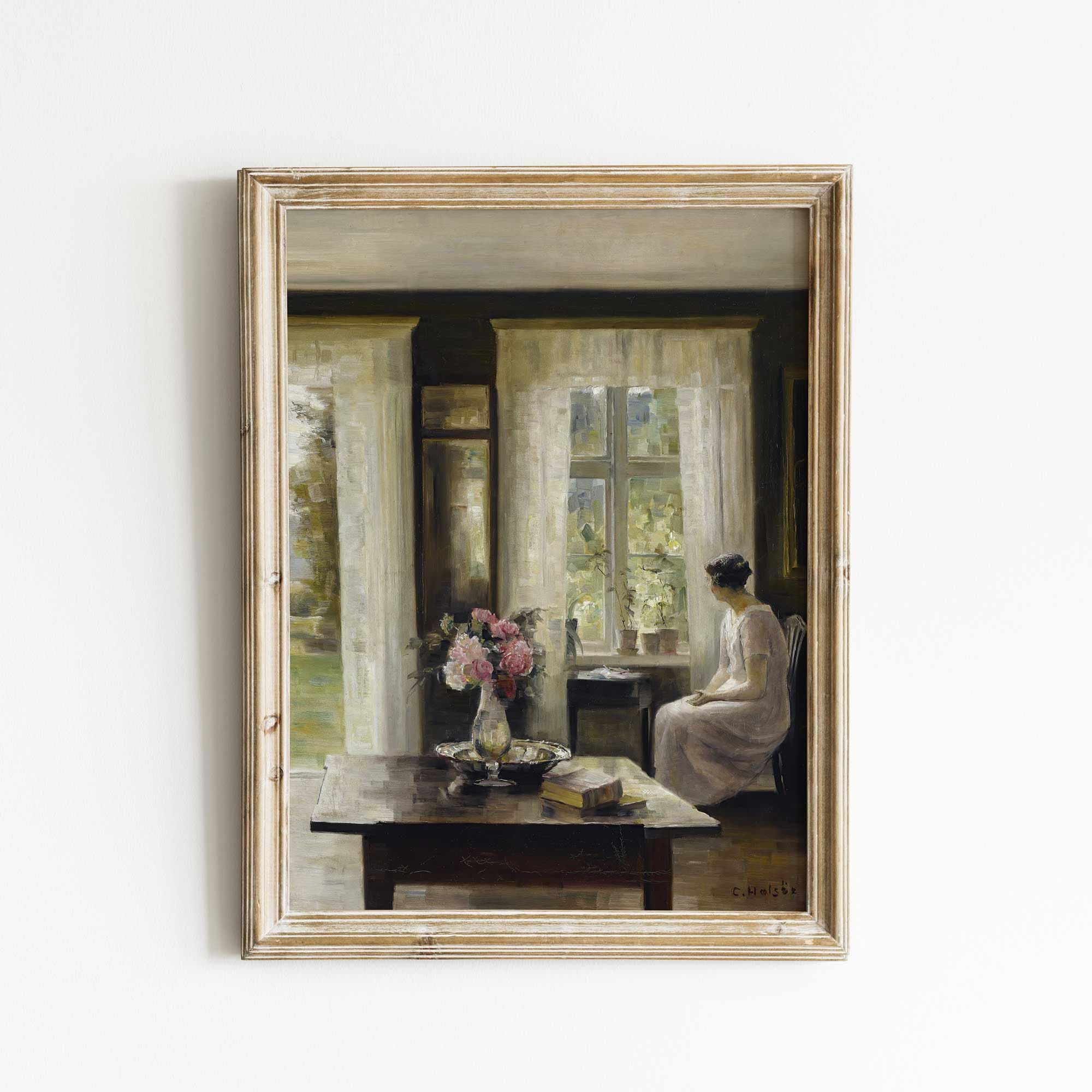 Vintage Portrait Print, Woman Sat by the Window - Hartsholme Prints