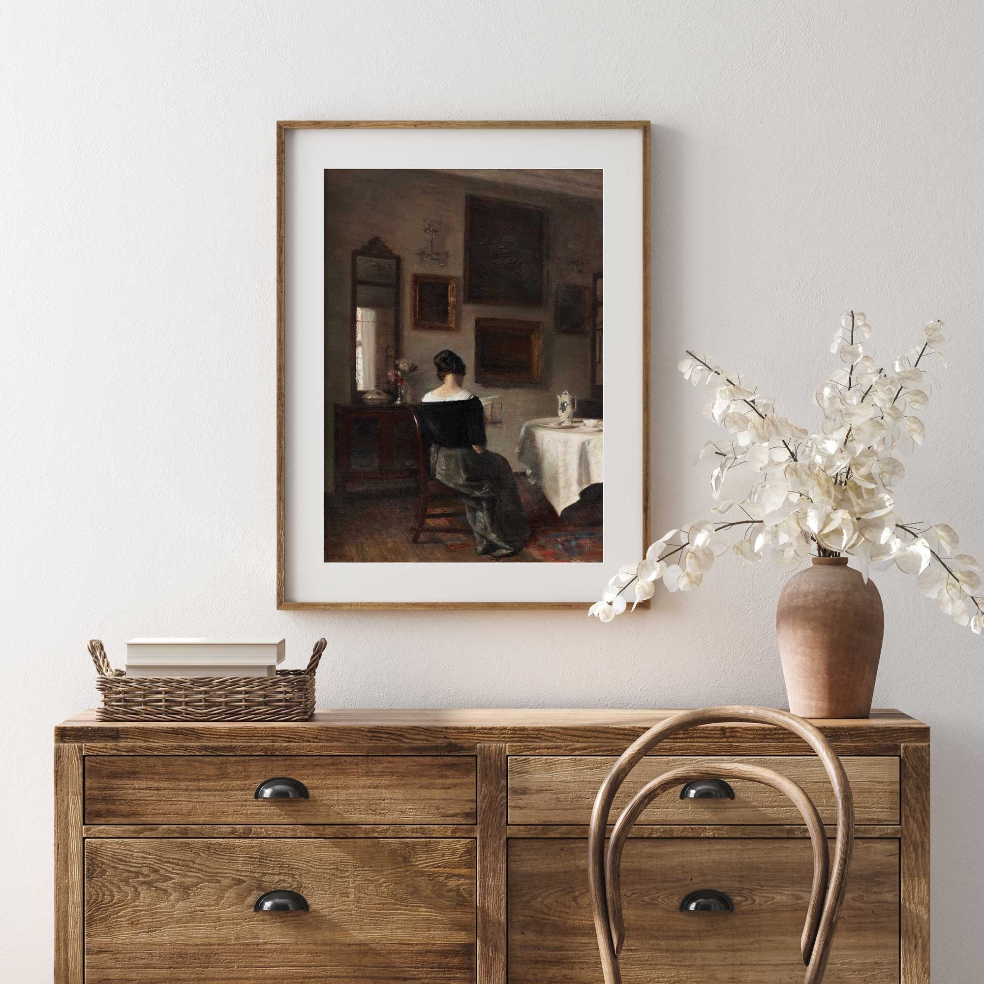 Vintage Portrait Woman at the breakfast table, Fine Art Print - Hartsholme Prints