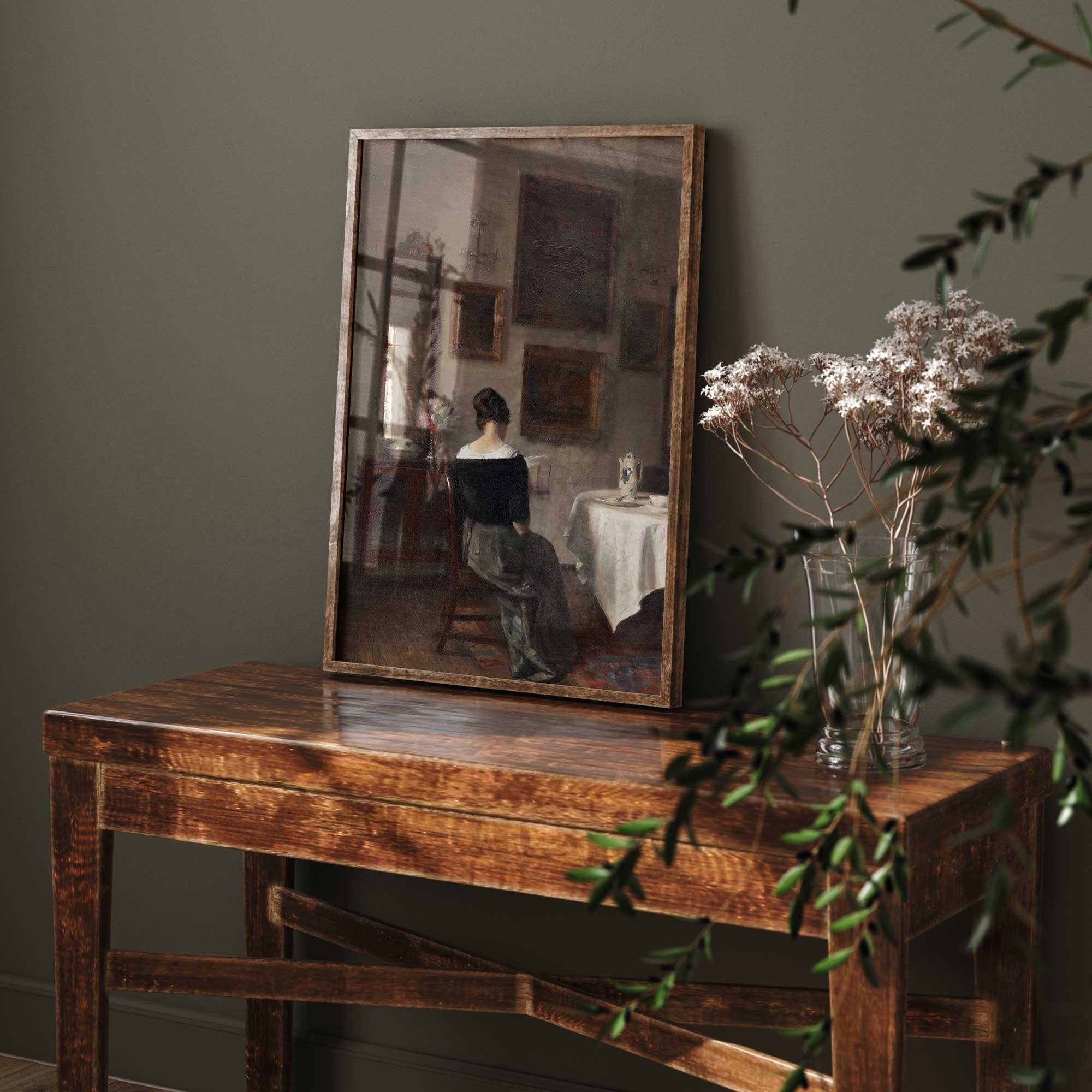Vintage Portrait Woman at the breakfast table, Fine Art Print - Hartsholme Prints