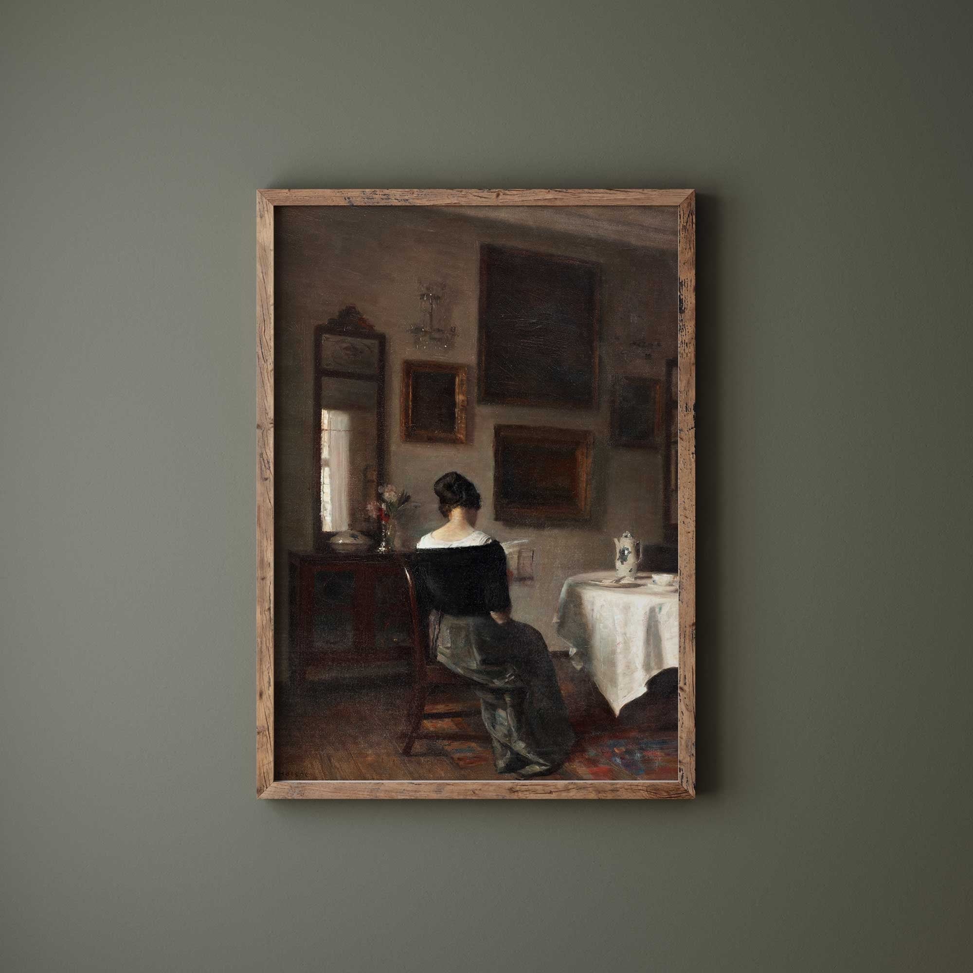 Vintage Portrait Woman at the breakfast table, Fine Art Print - Hartsholme Prints