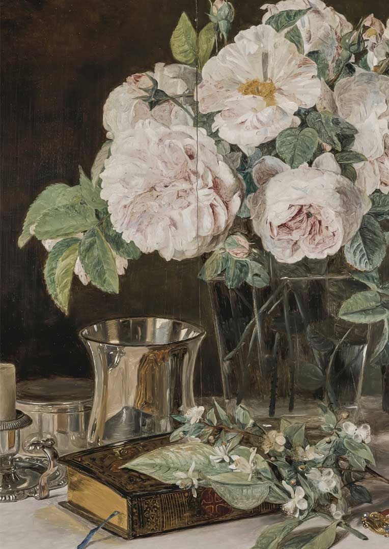 Vintage Still Life Roses in Glass, Fine Art Print - Hartsholme Prints