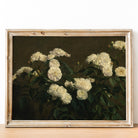 Vintage Still Life White Roses, Dark Moody Flower Print - Hartsholme Prints