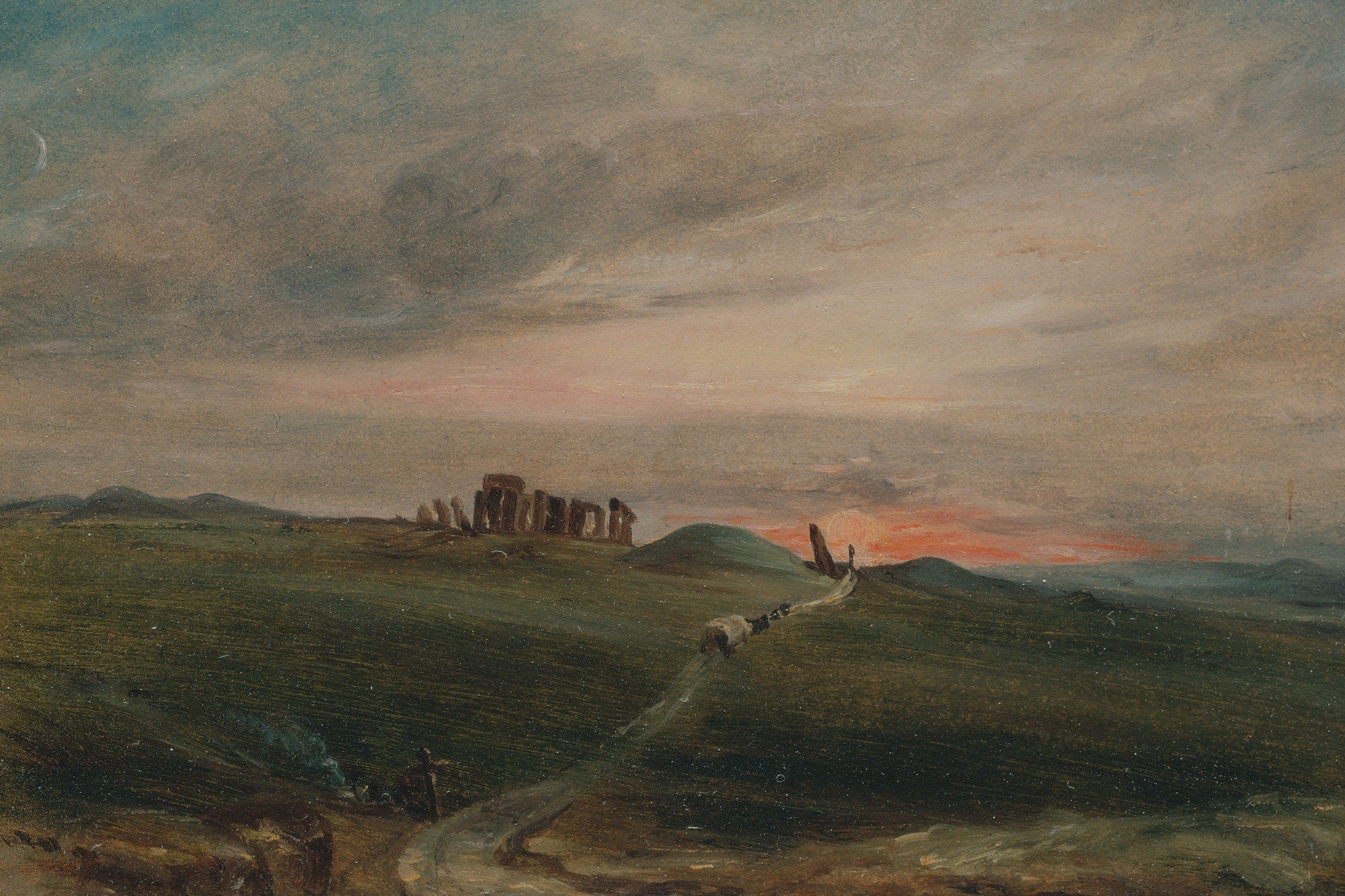 Vintage Sunset Landscape Painting of Stonehenge - Hartsholme Prints