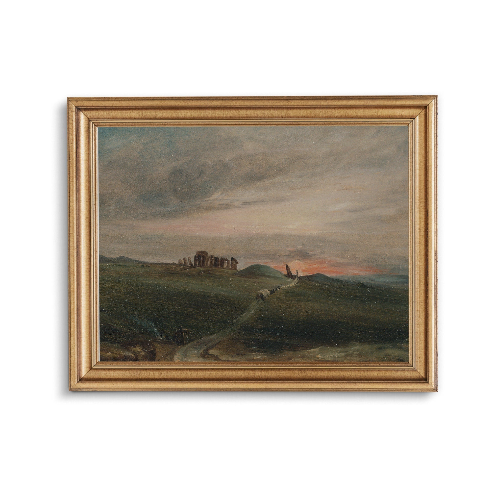 Vintage Sunset Landscape Painting of Stonehenge - Hartsholme Prints