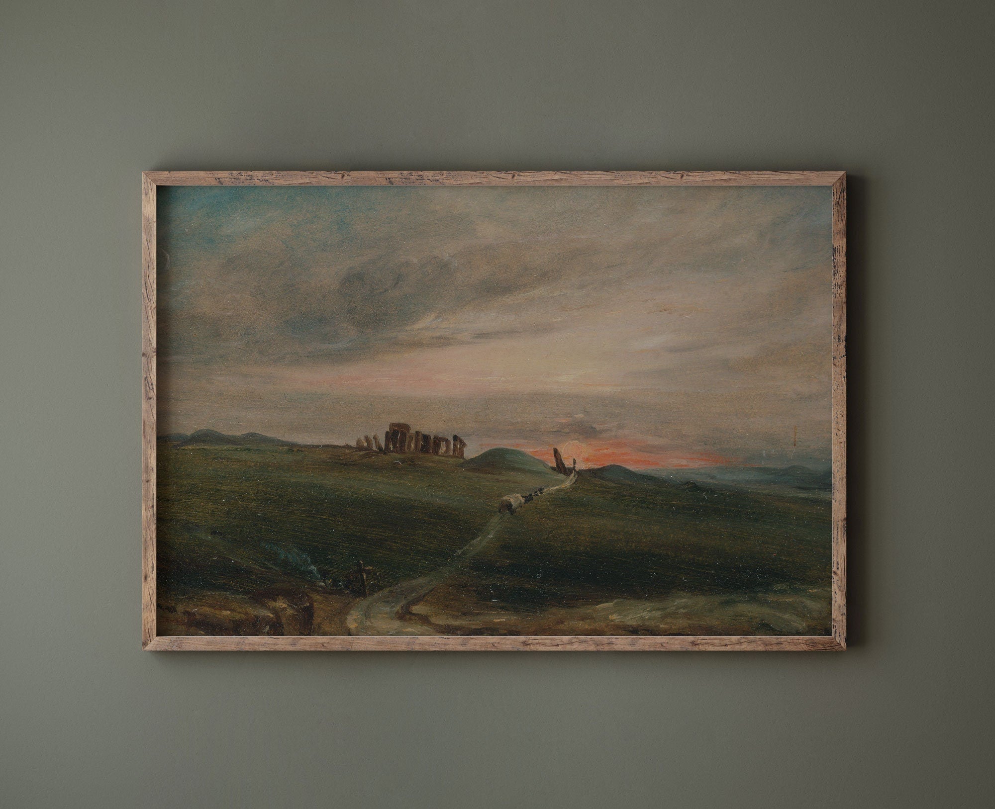 Vintage Sunset Landscape Painting of Stonehenge - Hartsholme Prints