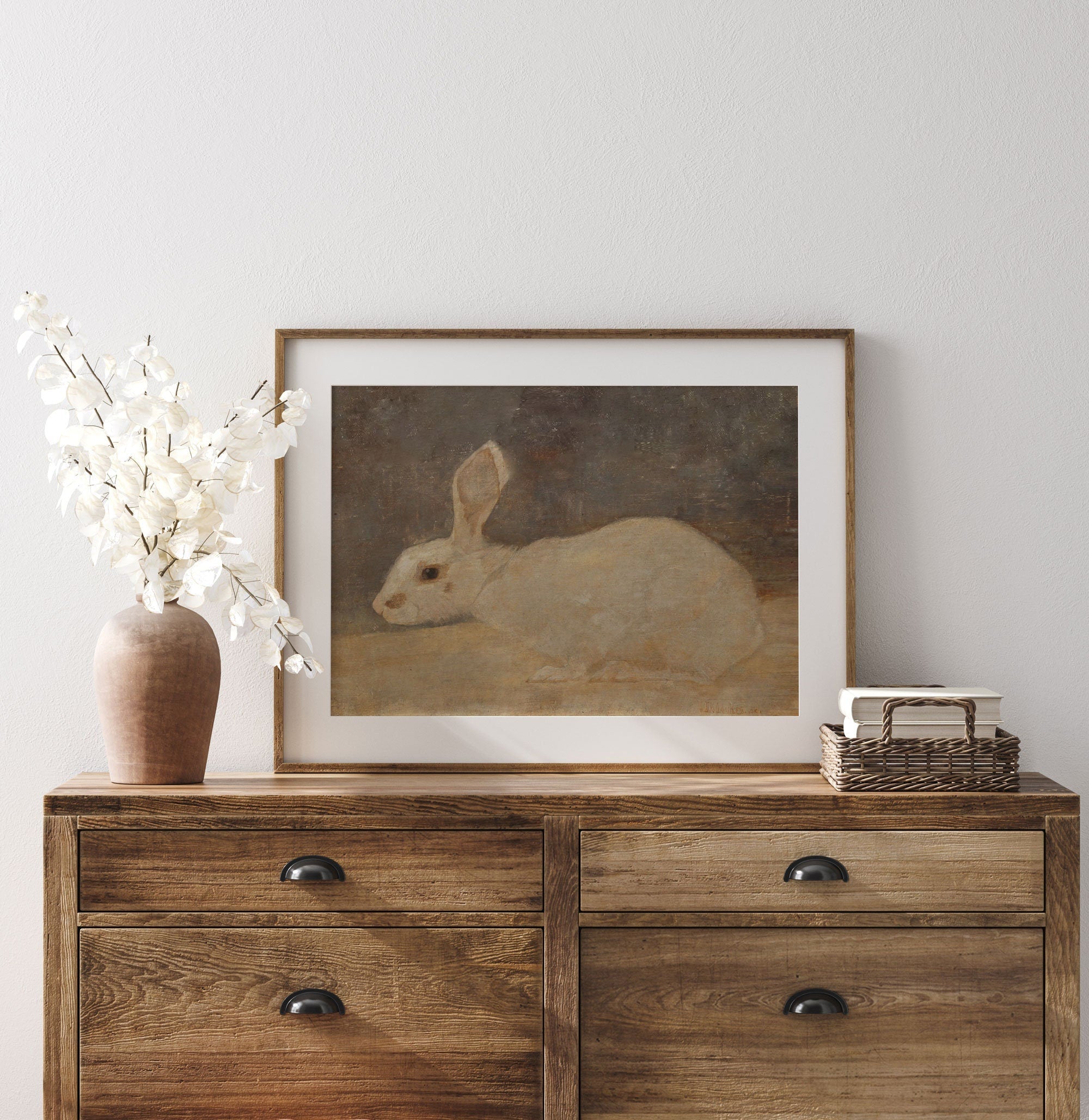 White Rabbit Print, Woodland Nursery Wall Decor - Hartsholme Prints