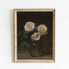 Antique Roses Still Life - Dark Moody Vintage Wall Art