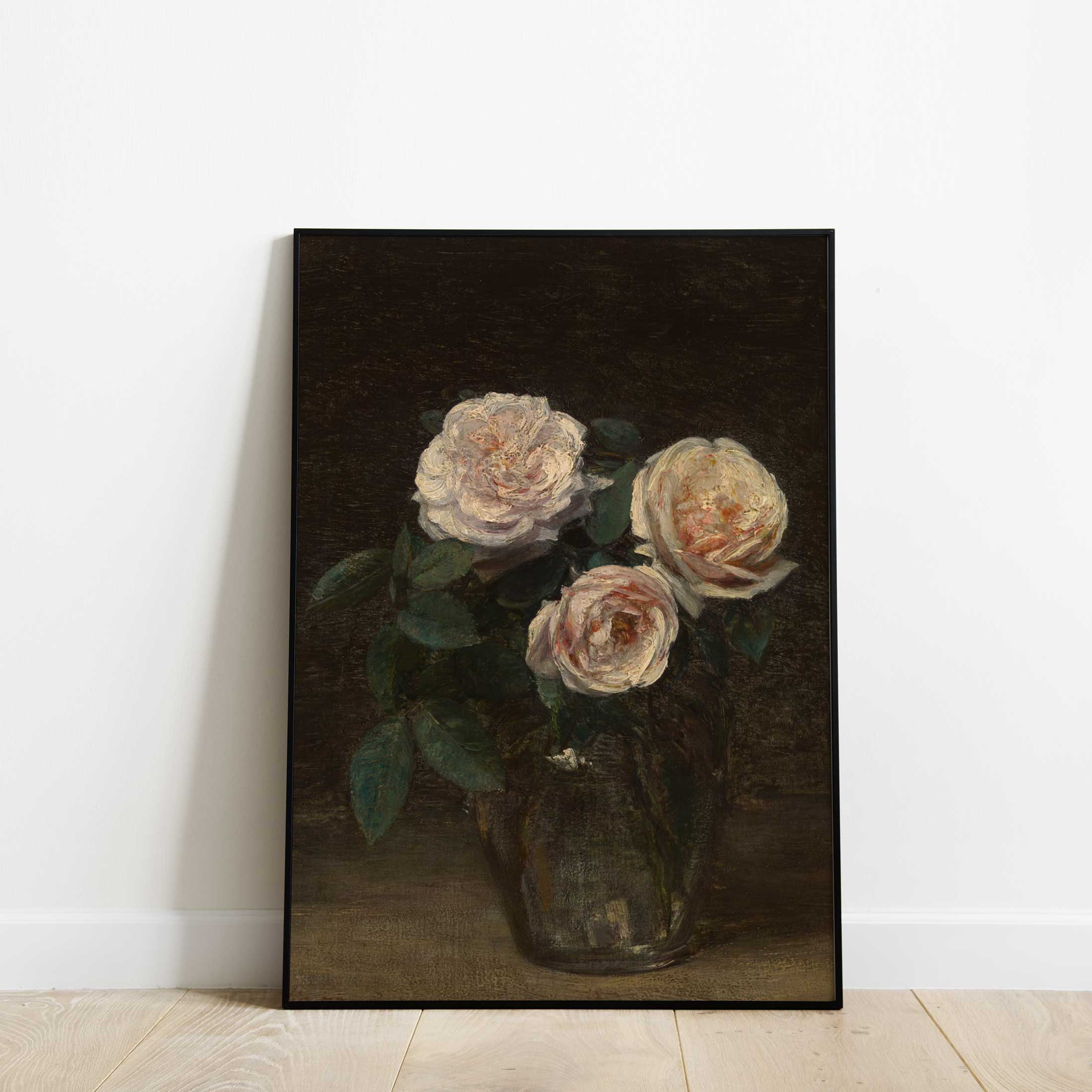 Antique Roses Still Life - Dark Moody Vintage Wall Art