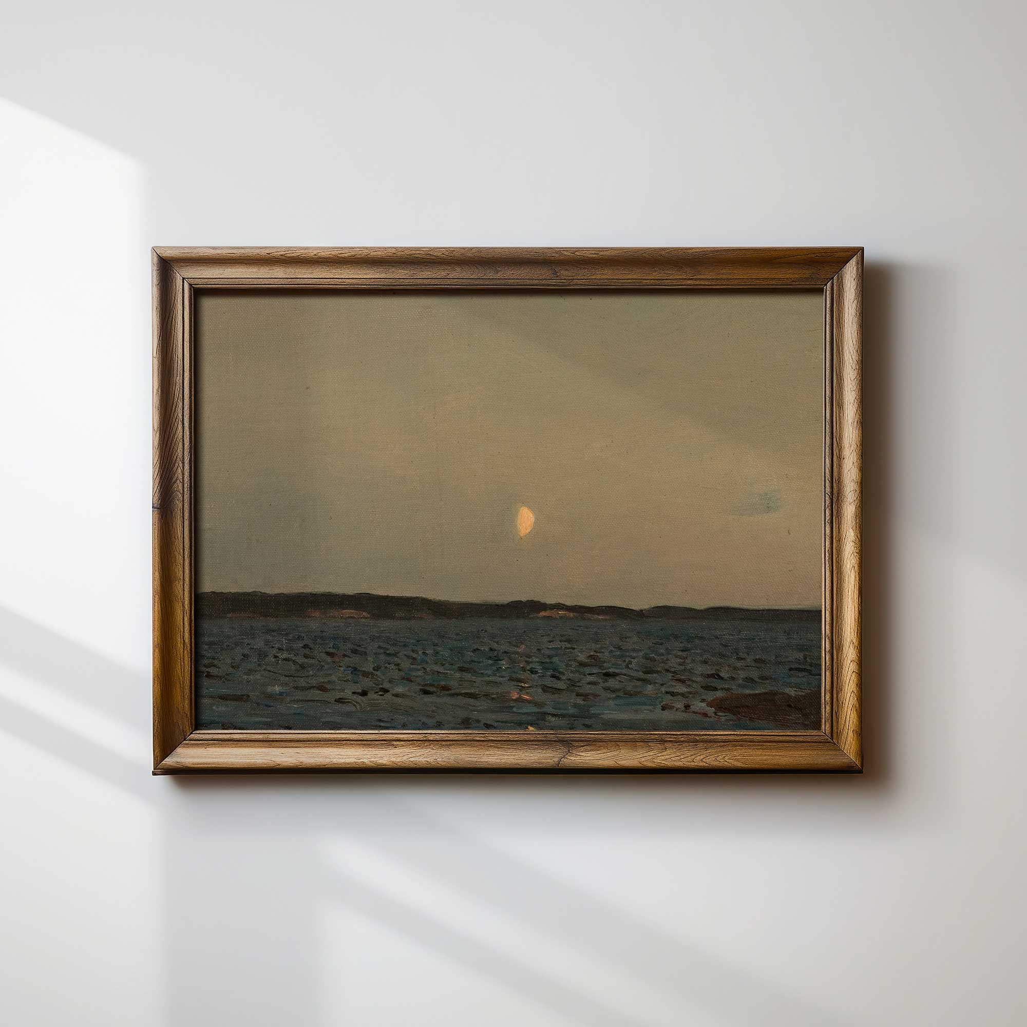 Moonlit Ocean with Distant Shoreline Art Print