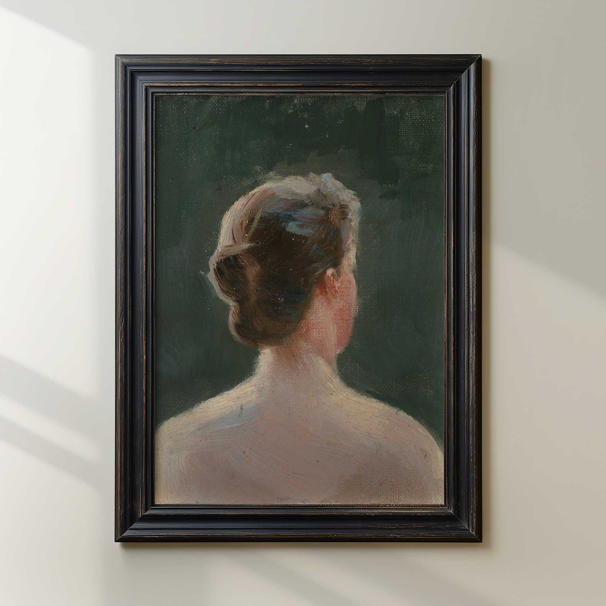 Premium fine art portrait print of a woman with an updo, painted by Finnish artist Torsten Wasastjerna