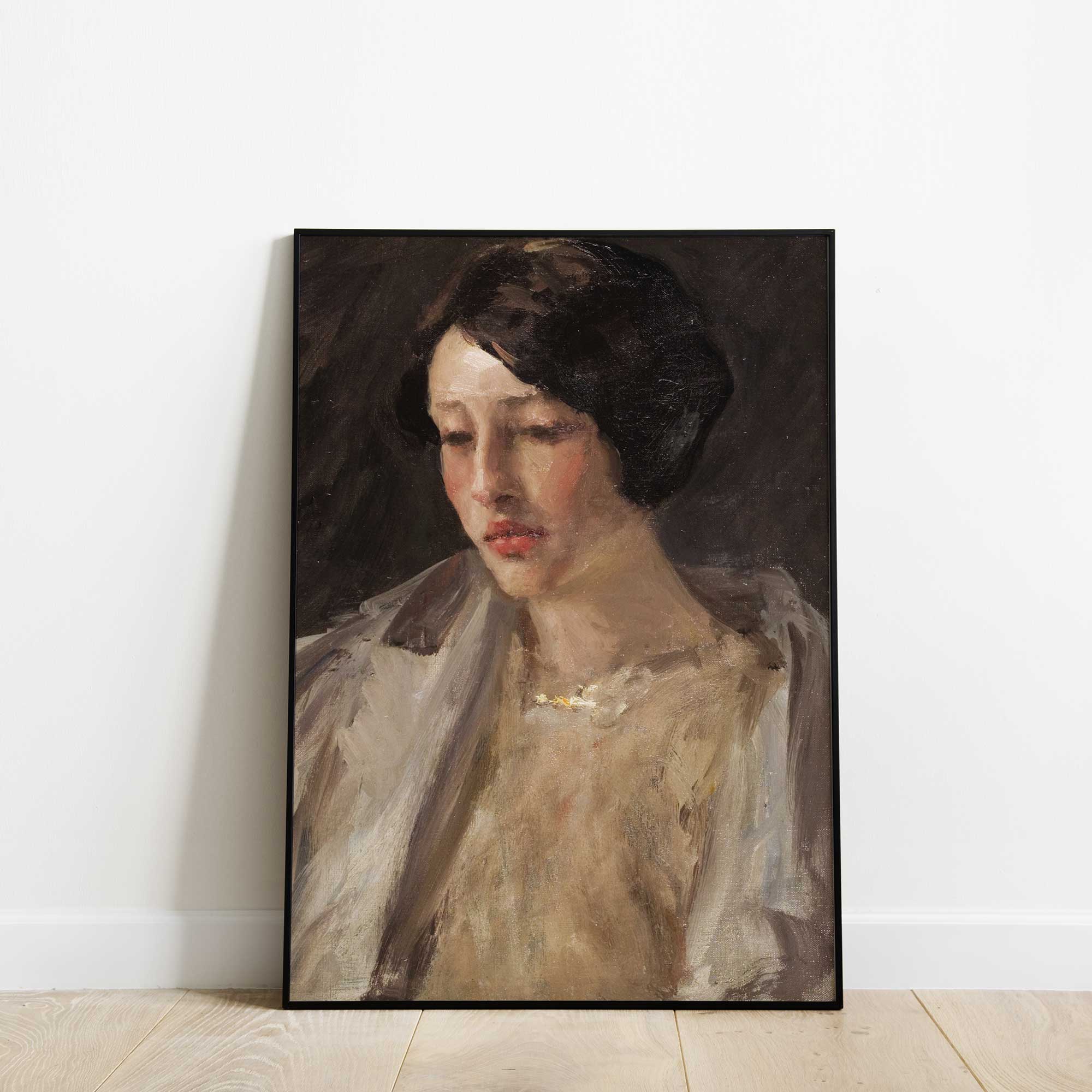 Edwardian woman in quiet contemplation, art print by William Merritt Chase