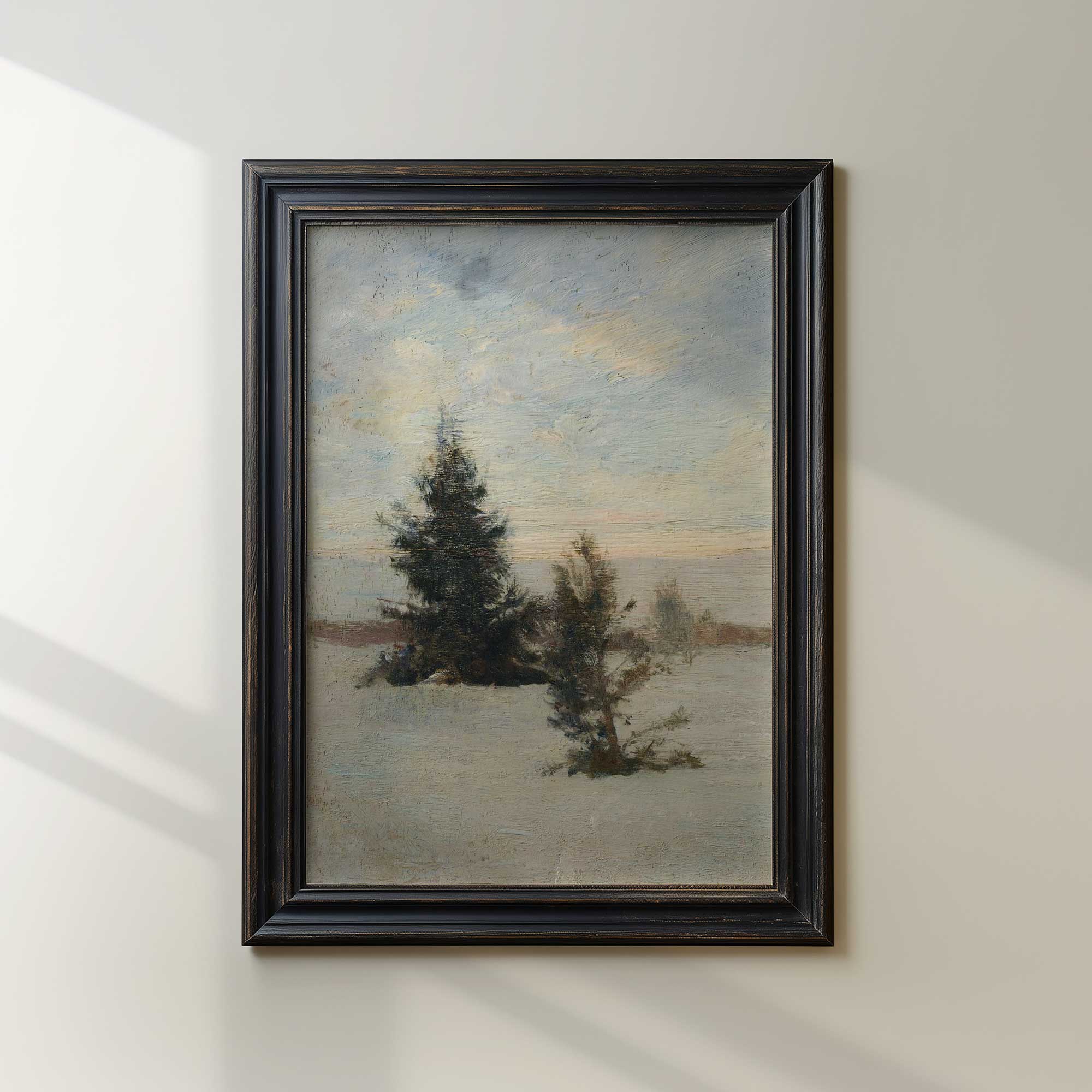 Pine trees  in a winter landscape art print