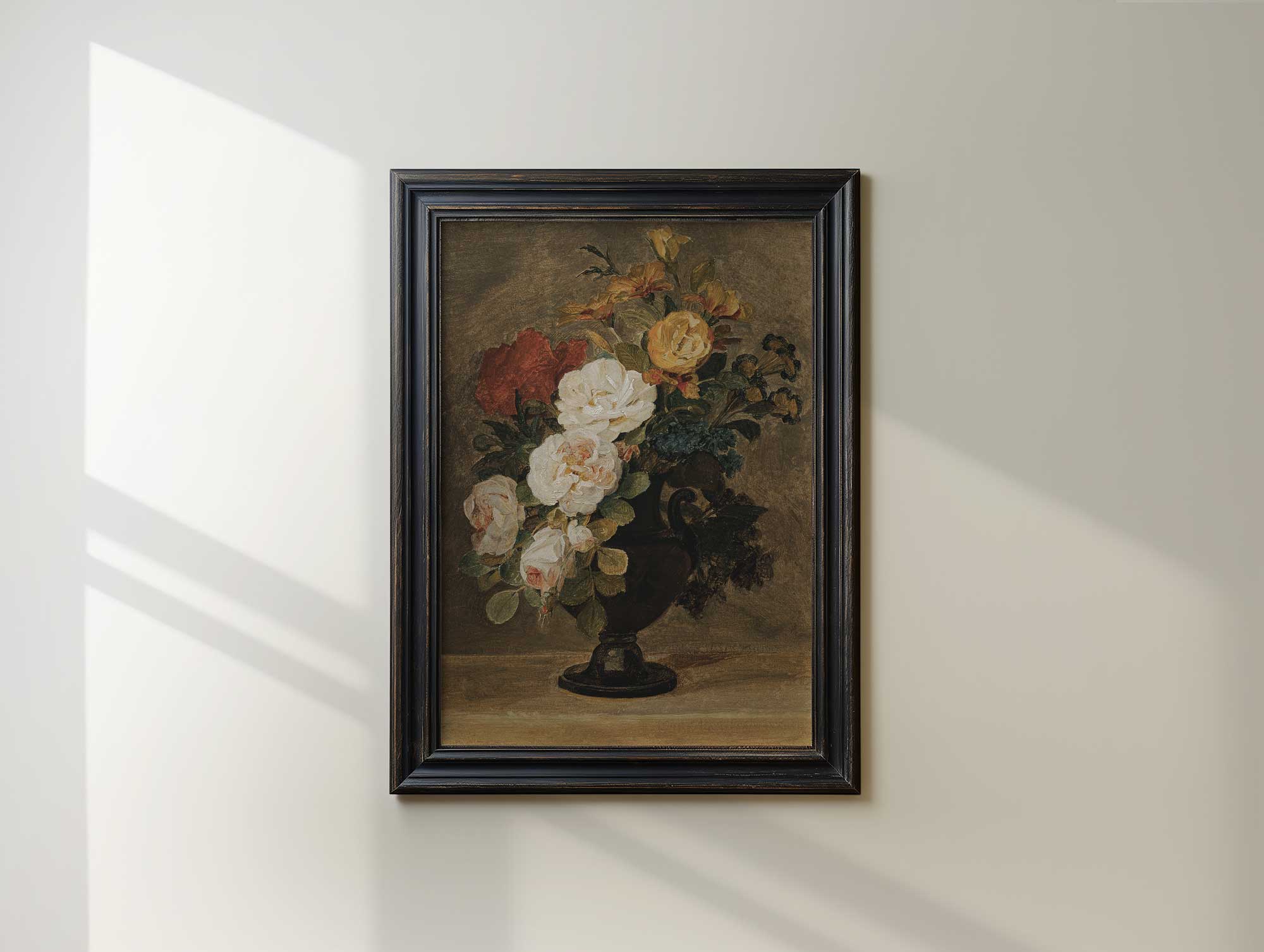 Rose Bouquet in Antique Vase Print 