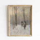 print of riders in snowy forest by Anton Mauve.