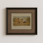 Framed hooked rug nursery wall art on a white wall