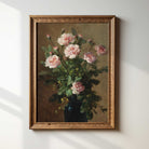 Framed painting of Moody Vintage Still Life Print white wall
