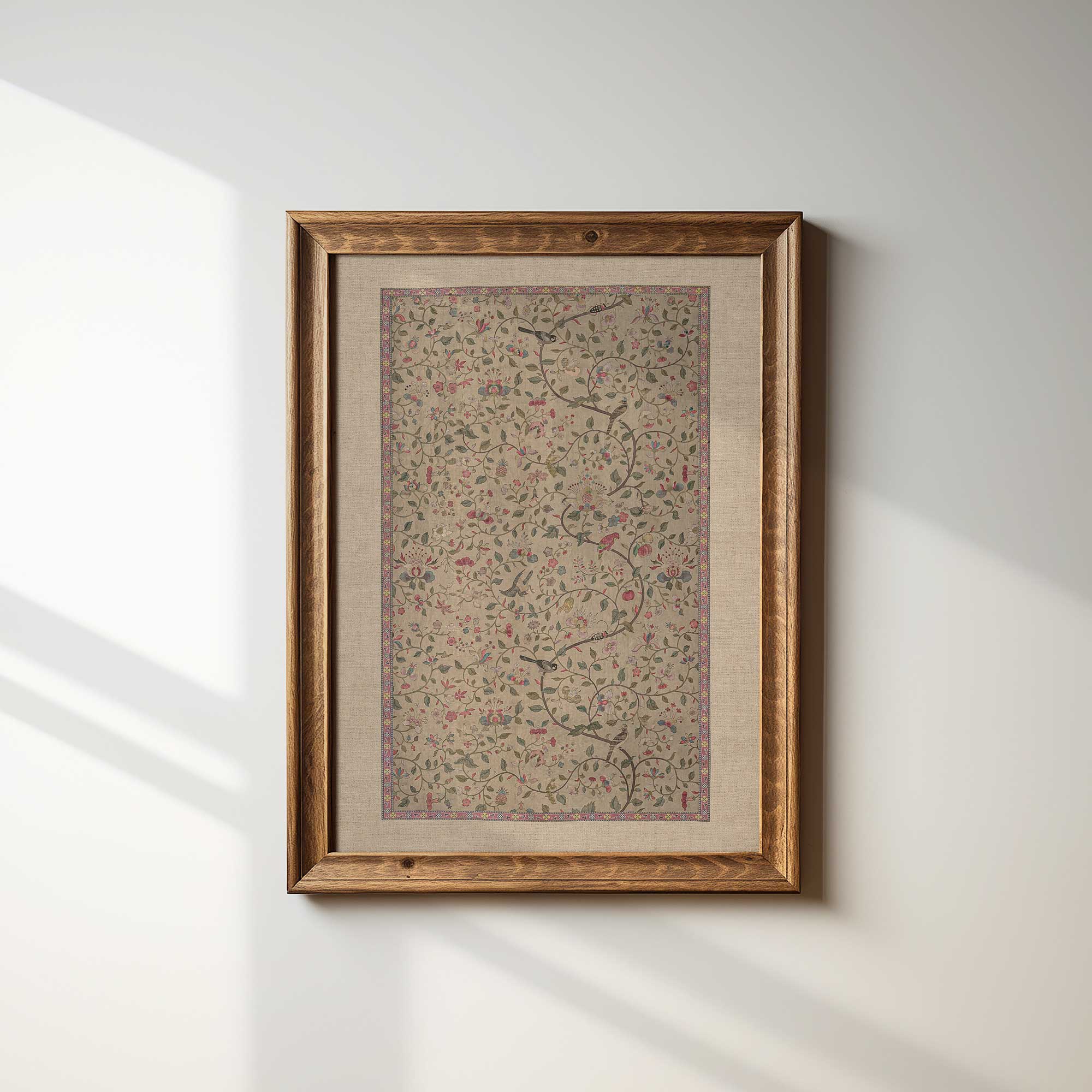 Vintage Chinoiserie Botanical Print in Brown Wall Art