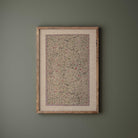 Vintage Chinoiserie Botanical Print in a wooden frame with green background.