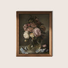 Vintage floral print of bouquet of Roses in Gold Frame 