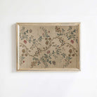 Vintage Floral Chinoiserie Print | Antique Botanical Textile Art