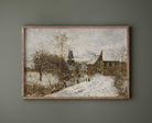 Rustic Snowy Village Scene Landscape Print