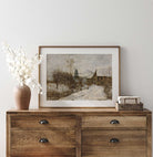 Rustic Snowy Village Scene Landscape Print