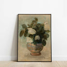 Vintage still life of antique roses in a vase, professionally printed by Hartsholme Prints.