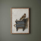 Goldfinch bird art print by Carel Fabritius, 17th-century vintage wildlife artwork