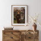 Young boy in rustic countryside scene, classic portrait print