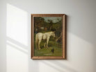 White horse in rustic countryside Print.