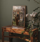 Young boy in rustic countryside scene, classic portrait print