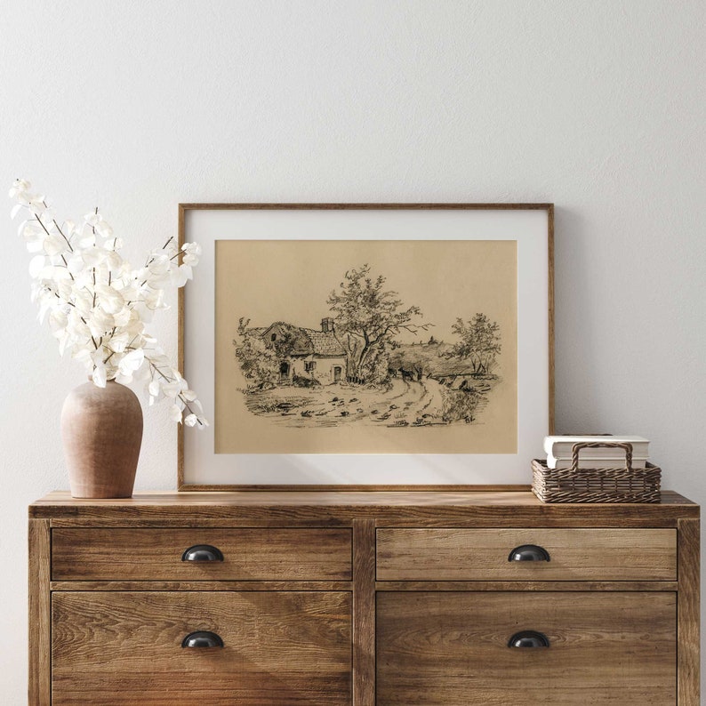 Vintage Countryside Sketch Wall Art