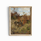 Roe deer woodland scene, surrounded by autumn leaves, Fine Art Print