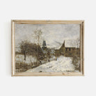 Rustic Snowy Village Scene Landscape Print