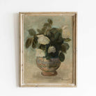 Vintage still life of antique roses in a vase, professionally printed by Hartsholme Prints.