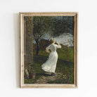 Victorian woman in countryside, vintage giclée wall art print by Winslow Homer