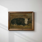 Vintage brown cow painting by Floris Verster, rustic country farm animal wall art